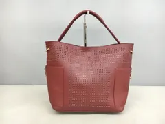 ドゥクラッセ DoCLASSE トートバッグ パンチング レッド系 バーガンディ 美品 2511LR340