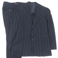 美品□TITO ALLEGRETTO ティト アレグレット ウール100％ ストライプ柄 シングルスーツ セットアップ ネイビー 44 イタリア製 正規品 美品□TITO ALLEGRETTO ティト アレグレット ウール100％ ストライプ柄