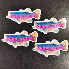 ※4枚セット🎵 ミニステッカー🎵 新品 送料込み ミニステッカーセット🎵 バス スモールマウスバス ボート 船釣り フィッシング 釣り シール Purple Boar 「ブラックバス パープルボア ミニステッカー」