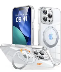 ★iPhone 16 Pro Max 用 ケース Magsafe対応 ワイヤレス充電 360°回転スタンド 縦横両対応 Gunwon スマホケース iphone16 Pro Max 用 米軍規格 耐衝撃 半透明 マット感 マグセーフ 防指紋