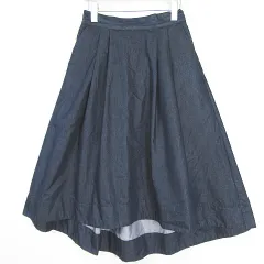 アースミュージック&エコロジー EARTH MUSIC & ECOLOGY フレア ロング スカート 綿 F ダークネイビー kz13758