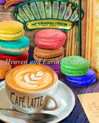 Aimee Stewart クロスステッチ 図案 刺しゅう チャート 【 QS Life Is An Open Book Paris 】 Heaven And Earth Designs 上級者 全面刺し HAED コーヒー 珈琲 マカロン 茶会 ティータイム