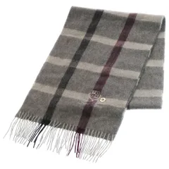 Loro Piana (ロロピアーナ) ロゴ刺繍 チェック カシミヤ マフラー ストール グレー