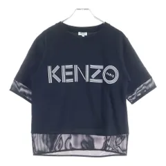 KENZO (ケンゾー) ロゴプリント メッシュ切り替え クルーネック 半袖Tシャツ カットソー ブラック FA52TS617986