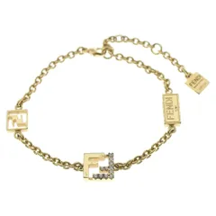 FENDI (フェンディ) フォーエバーフェンディ FFロゴ ラインストーン ブレスレット ゴールド GP