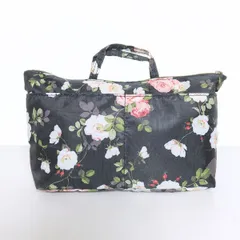 【美品】ピンクハウス★薔薇のプリントが可愛い！　ポケットいっぱい　ミニバッグポーチ　黒系　＊ｋ4492
