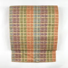 たんす屋 TANSU-YA リユース帯 帯 名古屋帯 マルチカラー カジュアル 織り 変わり間道 絹 未洗い MS6785