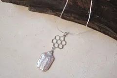 ケシパールの六角ネックレス　silver925/azur