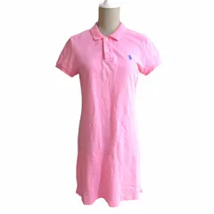 ポロ ラルフローレン POLO RALPH LAUREN THE MESH MINI ワンピース ポロシャツ ロゴ刺繡 ひざ丈 半袖 M ピンク ■MET1 0725