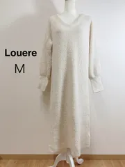 Louere ルエレ Vネックボリュームニットロングワンピース アイボリー ニットワンピース Vネック ボリュームスリーブ ロング丈 ロングワンピース カジュアル きれいめ M