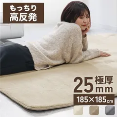 【M 185×185cm】高反発 ラグ ふわふわ 滑り止め 防音 抗菌 防ダニ オールシーズン 厚手 マット ラグマット 床暖房対応 もっちり 極厚25mm マイクロファイバー ホットカーペット対応 おしゃれ 新生活のサムネイル