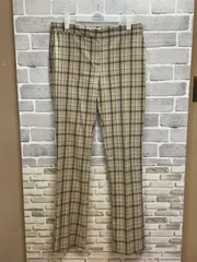 【C1-09】◇ ZARA Lサイズ　パンツ　ベージュ　チェック柄