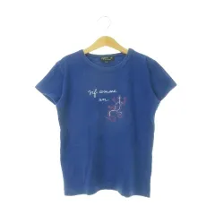 アニエスベーアンファン Agnes b. ENFANT Tシャツ L 青 ブルー vif comme un 文字 トカゲ プリント 女の子 ガールズ /AH8 ■GY99