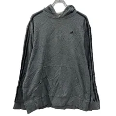 adidas ロゴスウェット パーカー M グレー ブラック アディダス プルオーバー 刺繍ワンポイント フーディー スポーティー 秋物 a712-5599