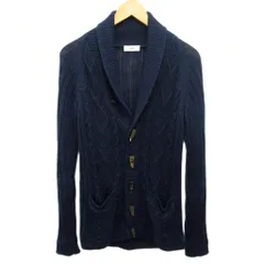 シップス SHIPS 美品 ケーブルニット カーディガン リネン ショールカラー トグルボタン M 紺 ネイビー ■YHS8 1012