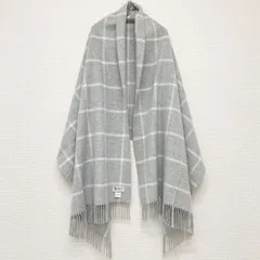 JOHNSTONS OF ELGIN　ジョンストンズオブエルガン　大判ストール　チェック柄　カシミヤ100％　グレー　スコットランド製　レディース