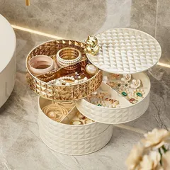 多層式大容量ジュエリー＆コスメ収納ボックス（防塵カバー付き）