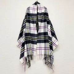 JOHNSTONS OF ELGIN　ジョンストンズオブエルガン　大判ストール　チェック柄　カシミヤ100％　白　黒　スコットランド製　レディース