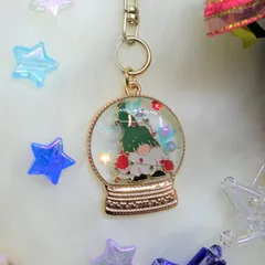 クリスマス＆スノードームキーホルダー①[レジン一点もの/キーホルダー/クリスマス/スノードーム/トムテ]
