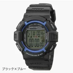 新品　クレファー TELVA テルバ 電波 腕時計 メンズ 5気圧防水 デジタルウオッチ ブラック×ブルー TE-D189-BKのサムネイル