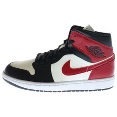 NIKE (ナイキ) WMNS AIR JORDAN 1 MID ウィメンズ エアジョーダン 1 ミッドカットスニーカー レッド/ホワイト/ブラック US10.5/27.5cm BQ6472-160