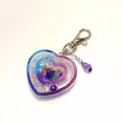 【ハンドメイド】シェイカーキーホルダー レジン  ブルー パープル ピンク ハート