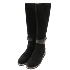COLE HAAN コールハーン スエード レザー ロング ブーツ ブラック系 6.5B【中古】