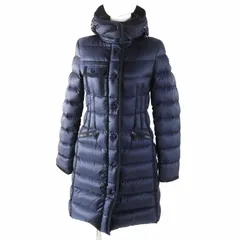 美品◎MONCLER モンクレール HERMINE エルミンヌ 美シルエット フード・ワッペン付き ロングダウンコート ネイビー 00 正規品 レディース