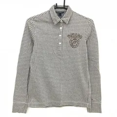 【超美品】ゾーイ 長袖ポロシャツ ブラウン×白 ロゴ刺しゅう  レディース 40(L) ゴルフウェア ZOY