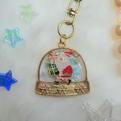 クリスマス＆スノードームキーホルダー③[レジン一点もの/キーホルダー/クリスマス/スノードーム/サンタクロース]