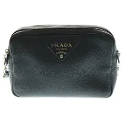 PRADA (プラダ) ヴィッテロダイノ ショルダーバック ポーチ ブラック シルバー金具 レザー 1BH082