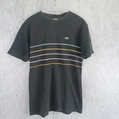 Lacoste コットンTシャツ ラウンドネック ブラックボーダー 表記サイズ2 □〇