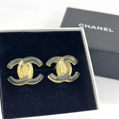 レア CHANEL シャネル ヴィンテージ イヤリング ココマーク スケルトン クリアイエロー系 プラスチック 樹脂素材