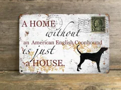 【American English Coonhound/アメリカン・イングリッシュ・クーン ハウンド】 メタルプレート メッセージ 犬 雑貨 グッズ アート ポスター おしゃれ インテリア 壁飾り アンティーク風 12