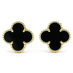 【栄】ヴァンクリーフ＆アーペル K18YG ヴィンテージアルハンブラ ピアス オニキス VCARA44200 750YG ジュエリー