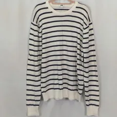UNIQLO ユニクロ スーピマコットンボーダークルーネックセーター 白×黒 Mサイズ 〇◇