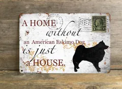 【American Eskimo Dog/アメリカン・エスキモー・ドッグ】 メタルプレート メッセージ 犬 雑貨 グッズ アート ポスター おしゃれ インテリア 壁飾り アンティーク風 13