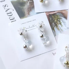 メタル＆バブルピアス／イヤリング　ゴールド　シルバー　クリア　泡　ビーズ