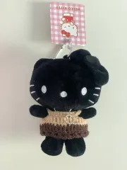 ブラック ハローキティ ニット ぬいぐるみ キーホルダー