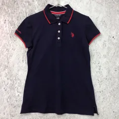 U.S. POLO ASSN. ユーエスポロアッスン ライン ポロシャツ パープル ネイビー Sサイズ □〇