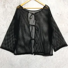 CIAOPANIC TYPY チャオパニックティピー 2WAY コットン メッシュ編み リボン カーディガン ブラック □〇