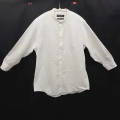 NANOUNIVERSE ナノユニバース フレンチリネンスタンドカラーシャツ オフホワイト L □○