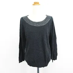 クミキョク 組曲 KUMIKYOKU ニット セーター 長袖 ラウンドネック ラメ 大きいサイズ ウール混 アンゴラ混 7 ダークグレー ※EKM