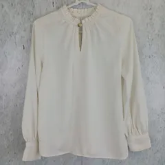 earth music&ecology アースミュージックアンドエコロジー フリルブラウス レディース 長袖 ホワイト Fサイズ □□