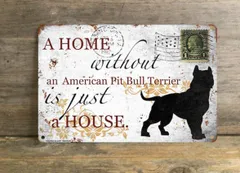 【American Pit Bull Terrier/アメリカン・ピット・ブル・テリア】 メタルプレート メッセージ 犬 雑貨 グッズ アート ポスター おしゃれ インテリア 壁飾り アンティーク風 16