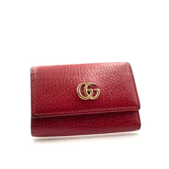 GUCCI グッチ　GGマーモント　キーケース　6連(キー金具1つ欠品) レザー　本革　レッド　ゴールド金具　イタリア製　刻印あり　456118・2149・ レディース　ラグジュアリー　高級　ハイブランド