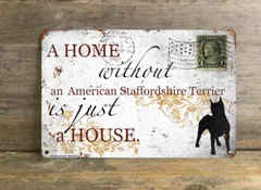 【American Staffordshire Terrier/アメリカン・スタッフォードシャー・テリア】 メタルプレート メッセージ 犬 雑貨 グッズ アート ポスター おしゃれ インテリア 壁飾り アンティーク風 17