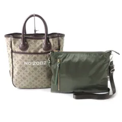 【ドンドン見直し】未使用品含む★正規品 russet ラシット モノグラム レザー使い トートバッグ・ショルダーバッグ ２点SET ベージュ・カーキ 日本製