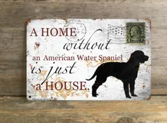 【American Water Spaniel/アメリカン・ウォーター・スパニエル】 メタルプレート メッセージ 犬 雑貨 グッズ アート ポスター おしゃれ インテリア 壁飾り アンティーク風 19