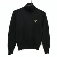 【美品】キャロウェイ タートルネックセーター 黒 ロゴ刺しゅう ウール混 ニット  レディース M ゴルフウェア Callaway